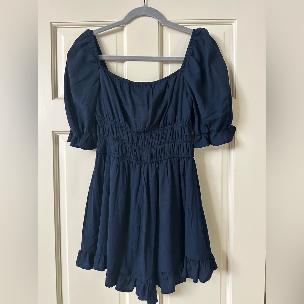 Francesca’s Navy Ruffle Romper - Picture 3 of 5